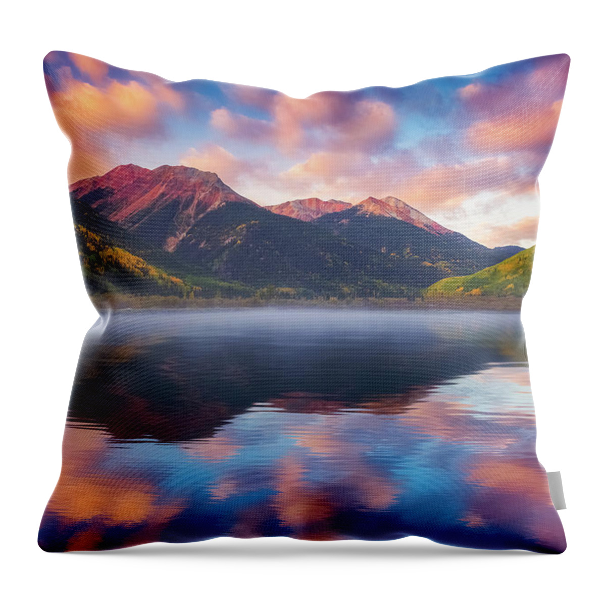 Sunrise Throw Pillow featuring the photograph Red Mountain Reflection by Darren White