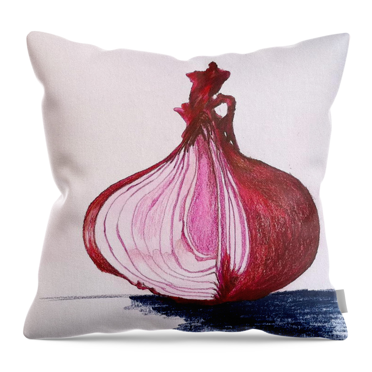 Food Throw Pillow featuring the drawing Red Onion by Sheron Petrie