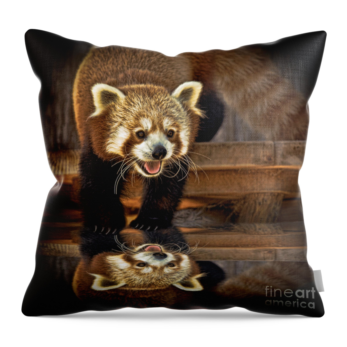 Red Panda Throw Pillow featuring the photograph Red Panda altered version by Jim Fitzpatrick