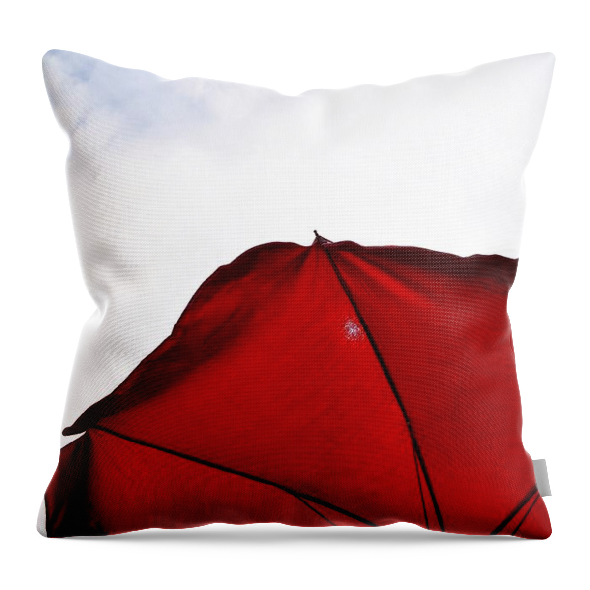 Red Throw Pillow featuring the photograph Red Parasol by Koji Nakagawa