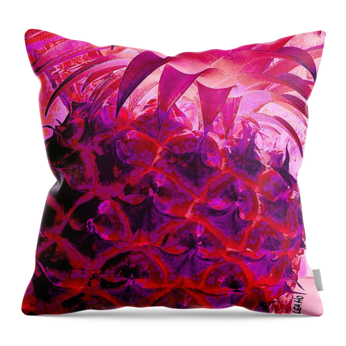 Hawaii Throw Pillow featuring the digital art Red Pineapple by Dorlea Ho