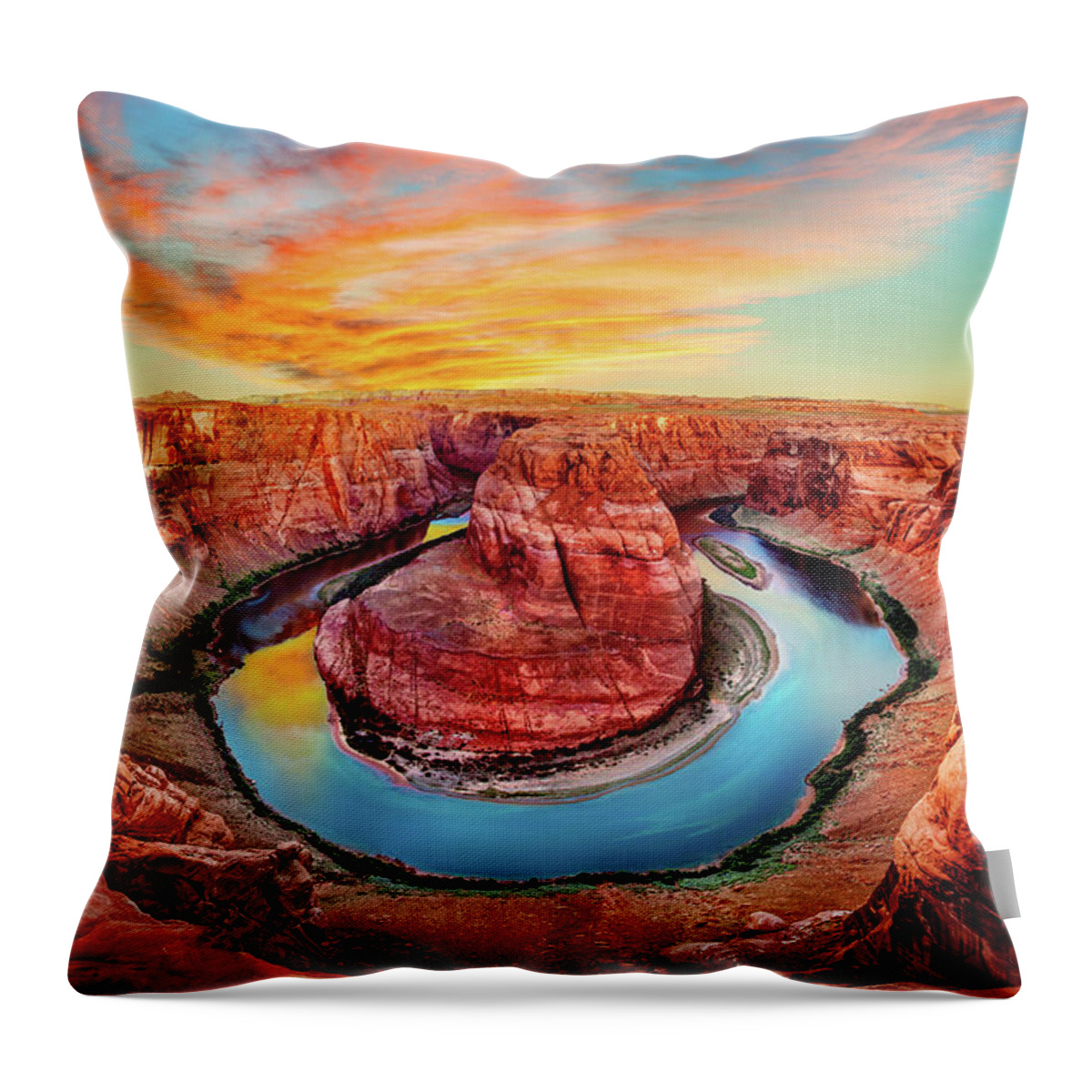 Horseshoe Bend Throw Pillow featuring the photograph Red Planet by Az Jackson