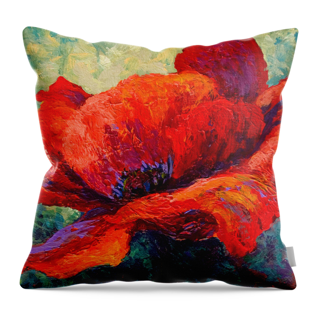 Poppies Throw Pillow featuring the painting Red Poppy III by Marion Rose