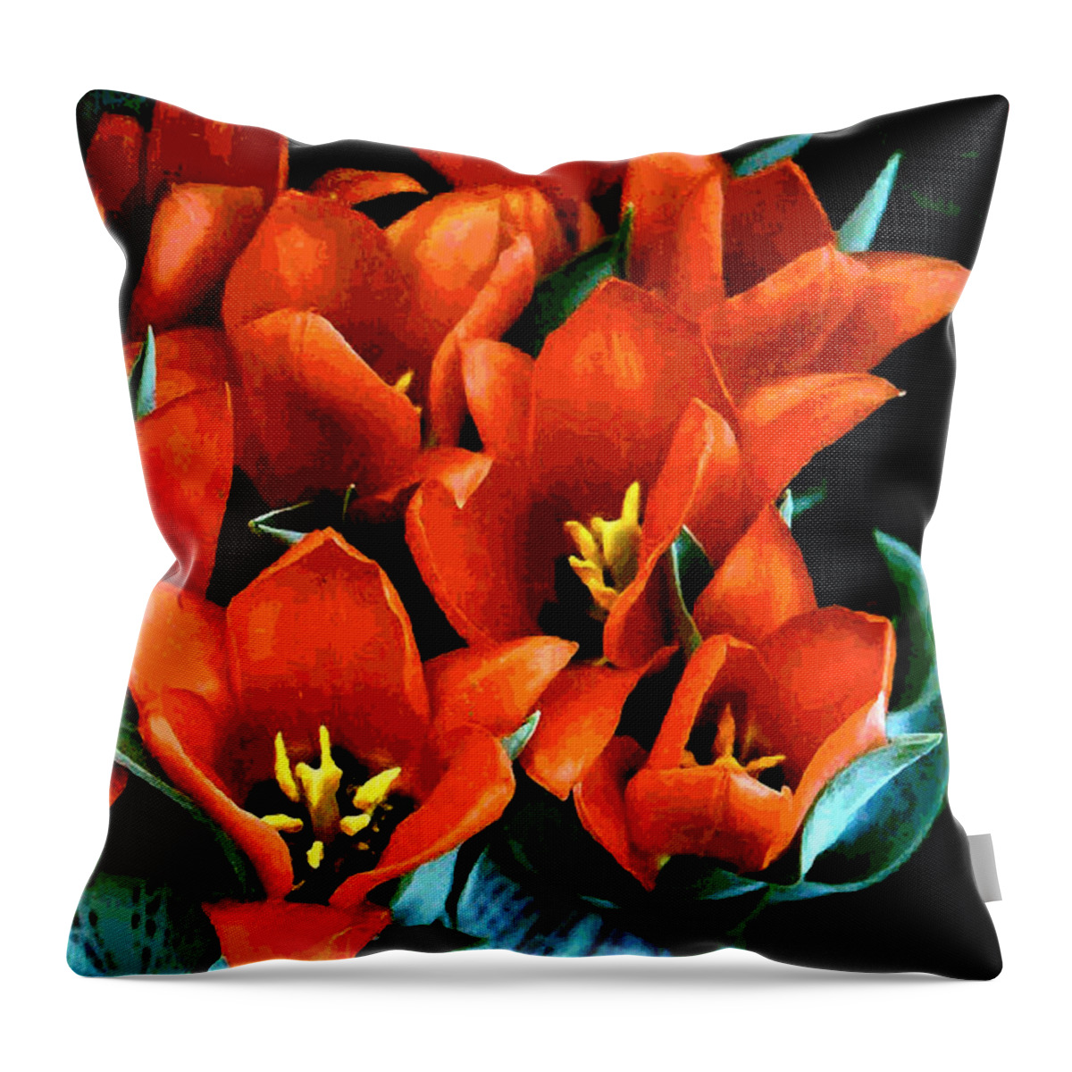Tulips Throw Pillow featuring the photograph Red Ridinghood Tulips by Janis Senungetuk