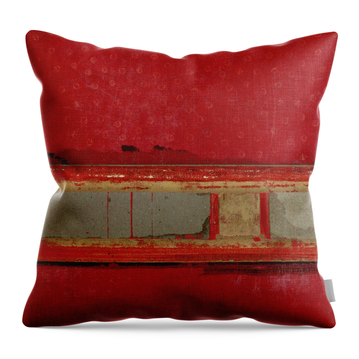 Red Throw Pillow featuring the mixed media Red Riley Collage Square 1 by Carol Leigh
