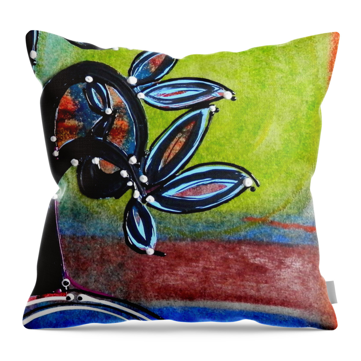 Floral Throw Pillow featuring the mixed media Red river blossoms by Barbara Leigh Art