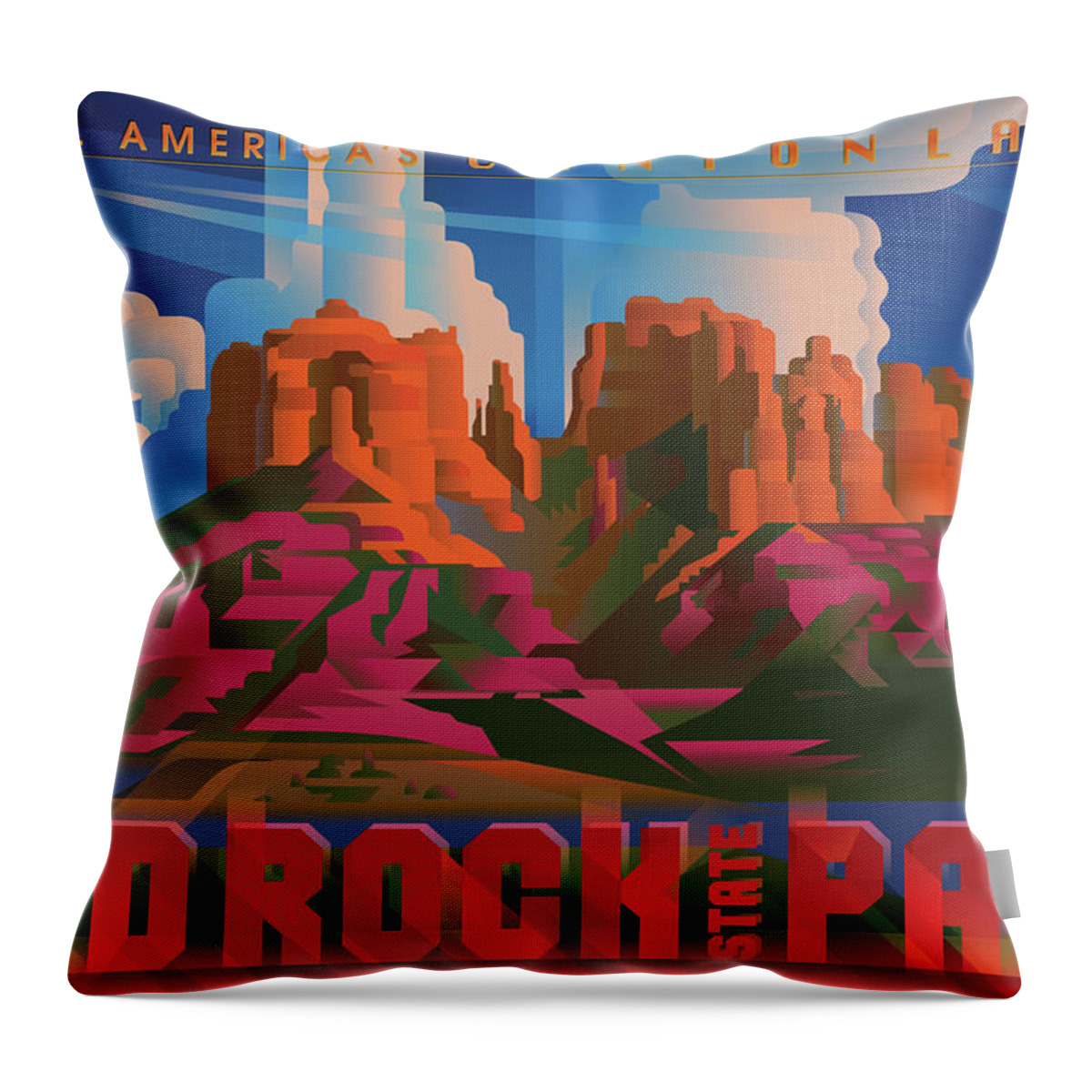 Red Rock State Park Throw Pillow featuring the digital art RED ROCK STATE PARK Arizona by Garth Glazier