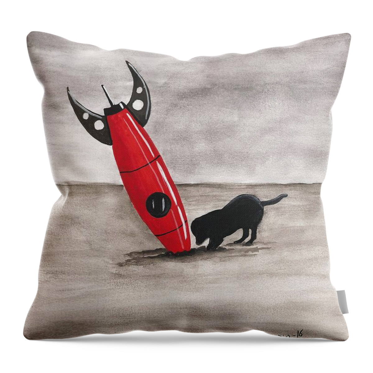 Red Throw Pillow featuring the painting Red Rocket by Edwin Alverio