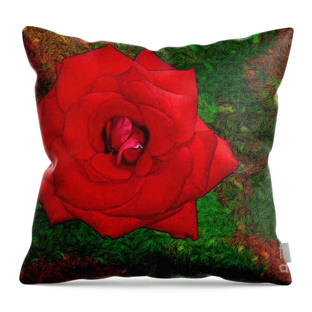Vincent Van Gogh Throw Pillow featuring the photograph Red Rose 2 by Jean Bernard Roussilhe