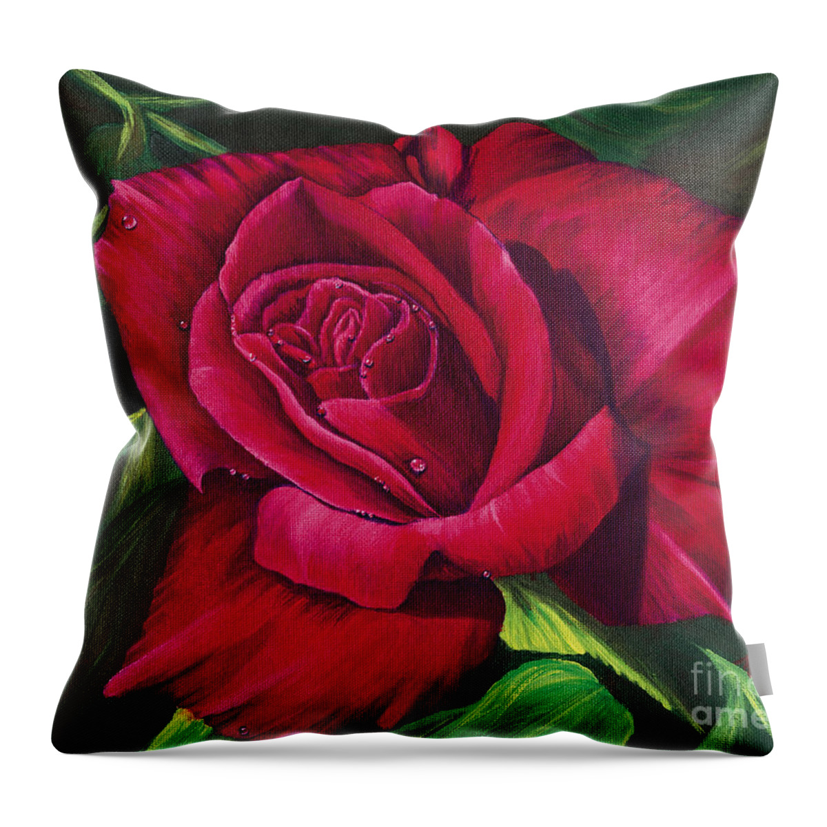 Rose Throw Pillow featuring the painting Red Rose by Nancy Cupp