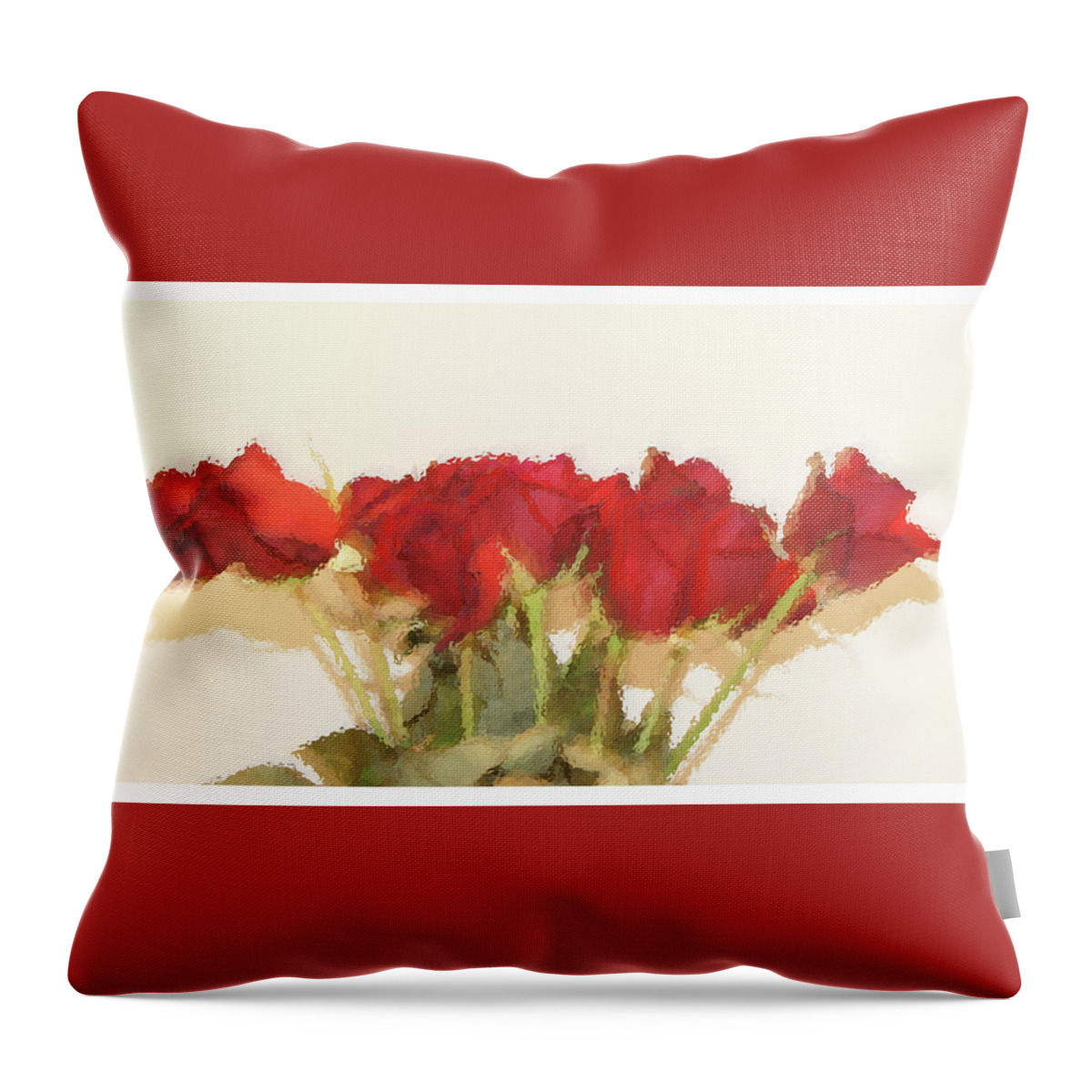 Roses Throw Pillow featuring the photograph Red Roses under Glass by Margie Avellino