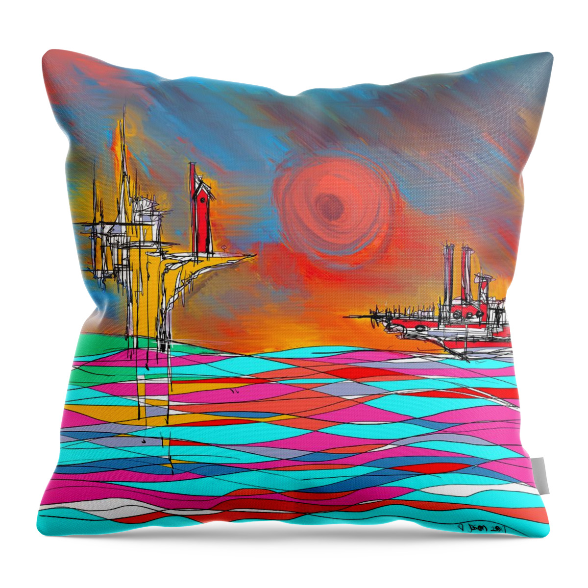 Sea Throw Pillow featuring the mixed media Red Sea by Jason Nicholas