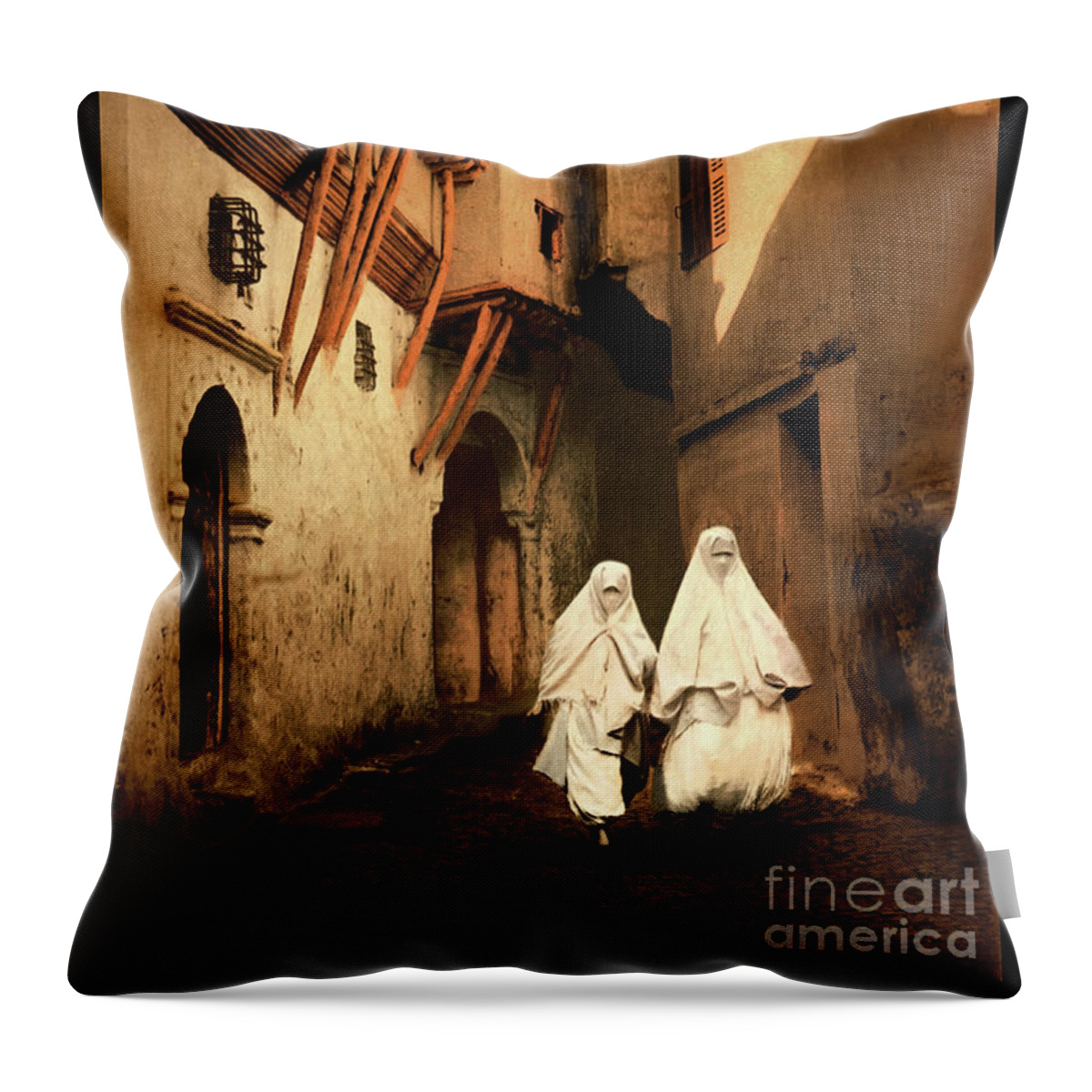 Pattern Throw Pillow featuring the photograph Red Sea Street in Algiers by Carlos Diaz
