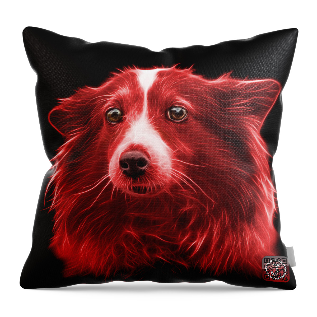 Sheltie Throw Pillow featuring the mixed media Red Shetland Sheepdog Dog Art 9973 - BB by James Ahn