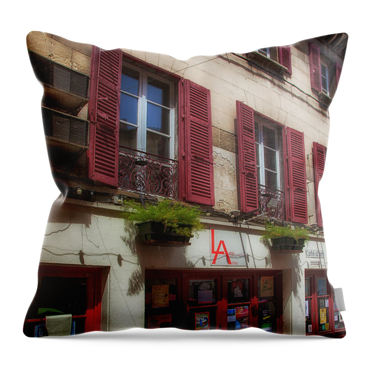 Red Shutters Throw Pillow featuring the photograph Red Shutters by Timothy Johnson