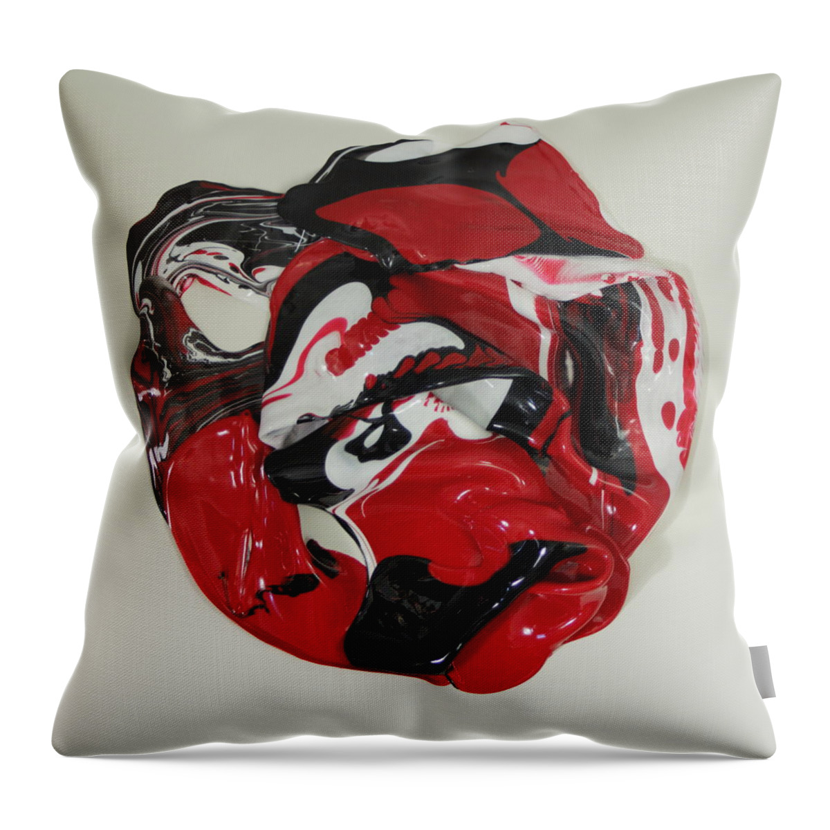Red Throw Pillow featuring the painting Red Singularity 4 by Madeleine Arnett