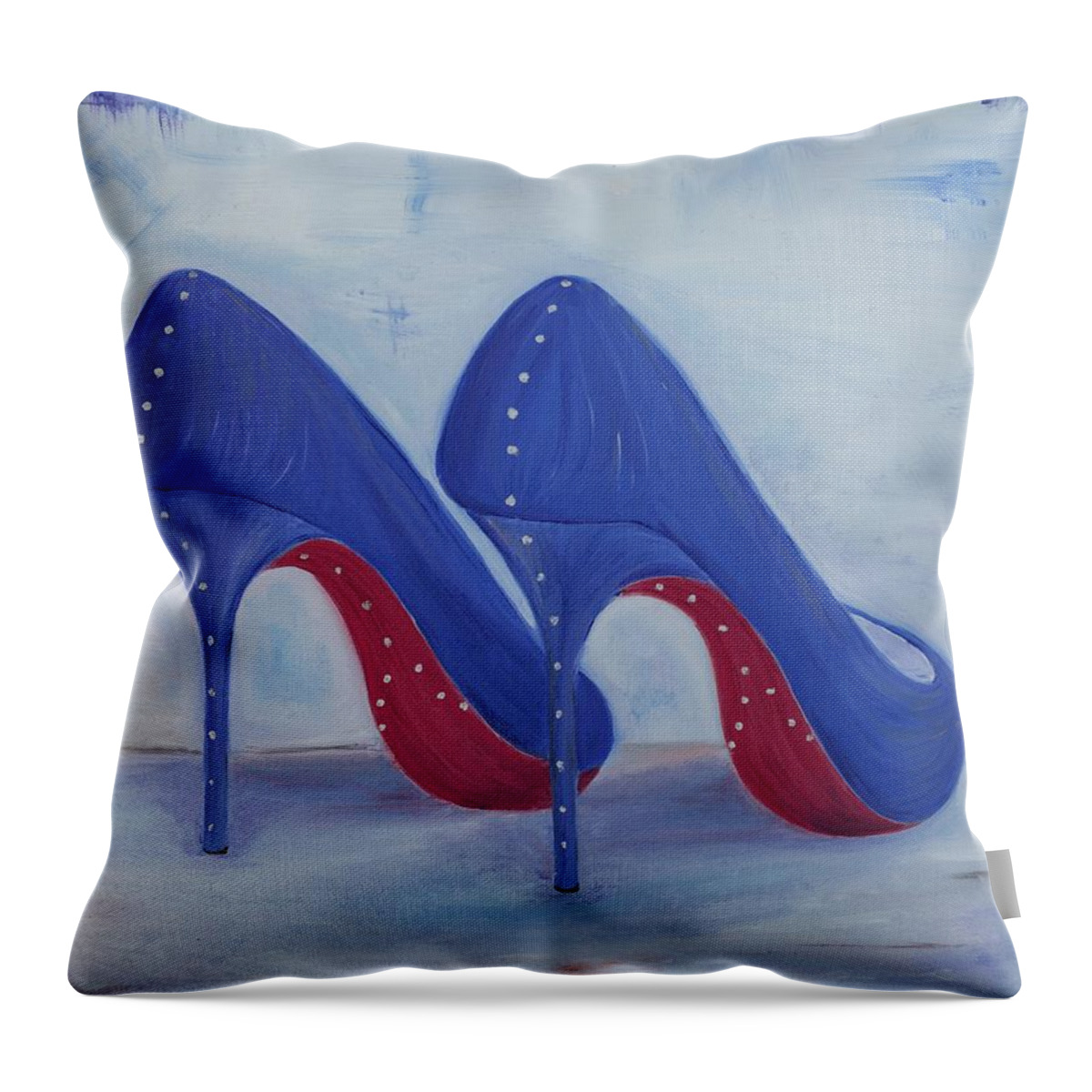 Shoes Throw Pillow featuring the painting Red Soul Shoes by Neslihan Ergul Colley