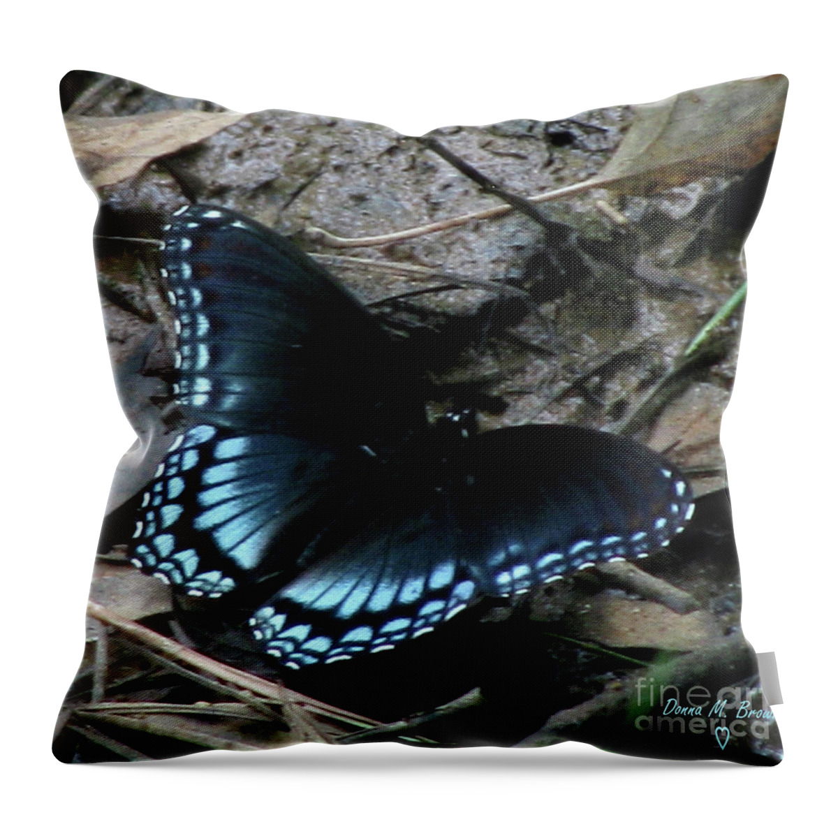 Butterfly Throw Pillow featuring the photograph Red Spotted Purple Swallowtail Butterfly by Donna Brown