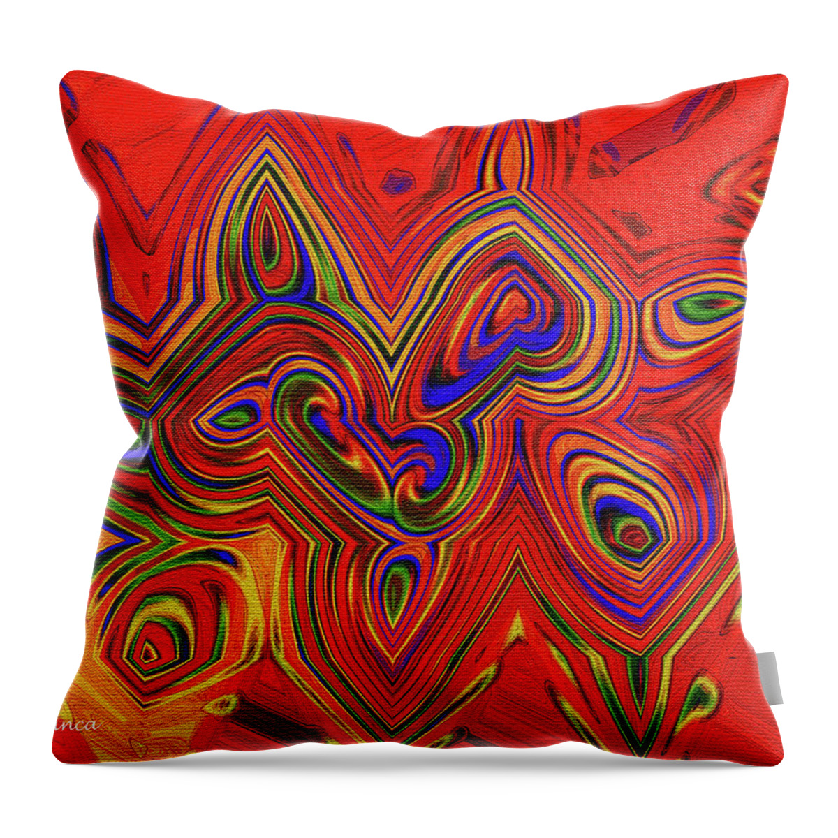 Red Sun Abstract # 16 Throw Pillow featuring the digital art Red Sun Abstract # 16 by Tom Janca