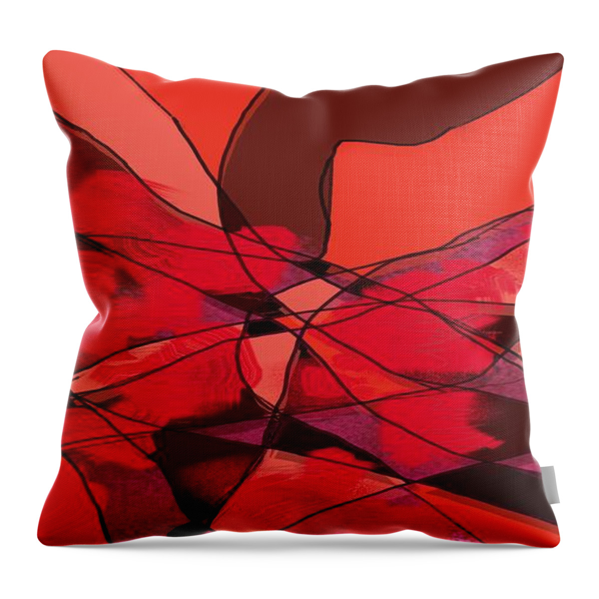 Abstract Throw Pillow featuring the painting Red by Victor Shelley