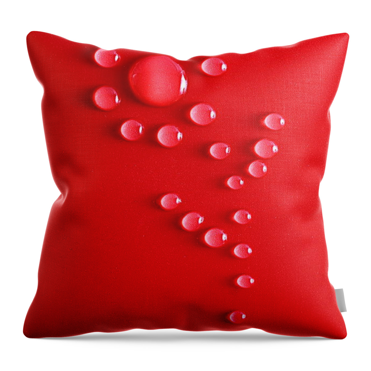 Red Water Flower Drop Drops Abstract Throw Pillow featuring the photograph Red Water Flower 7111 by Ken DePue