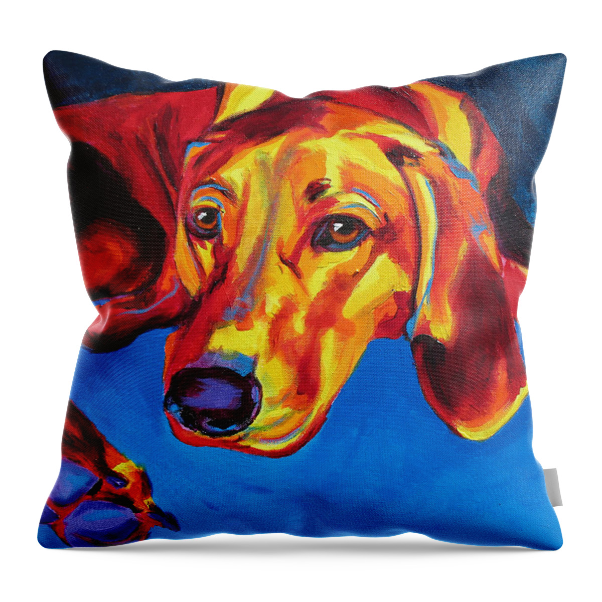Redbone Throw Pillow featuring the painting Redbone Coonhound by Dawg Painter