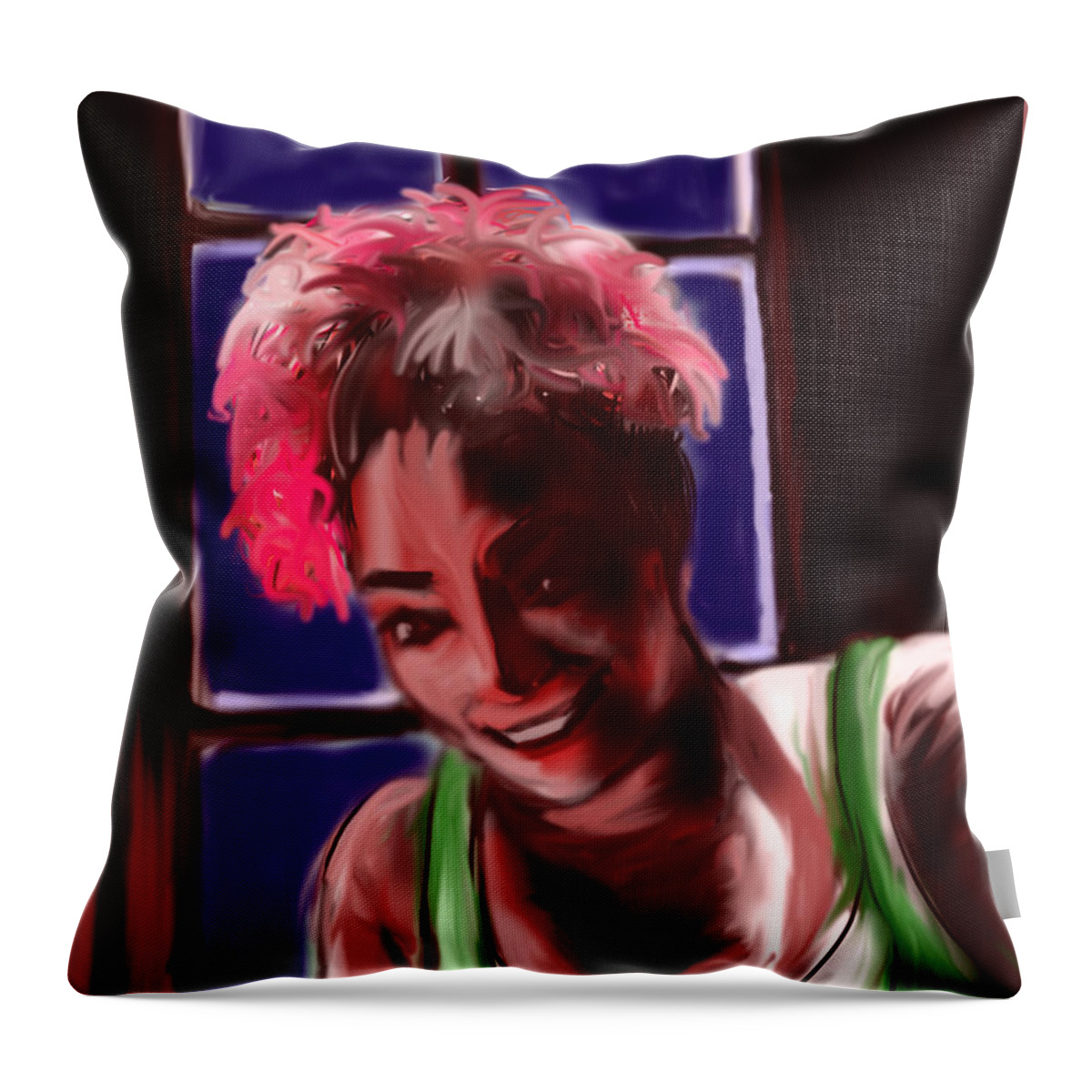 Portrait Throw Pillow featuring the painting Redhead by Jean Pacheco Ravinski