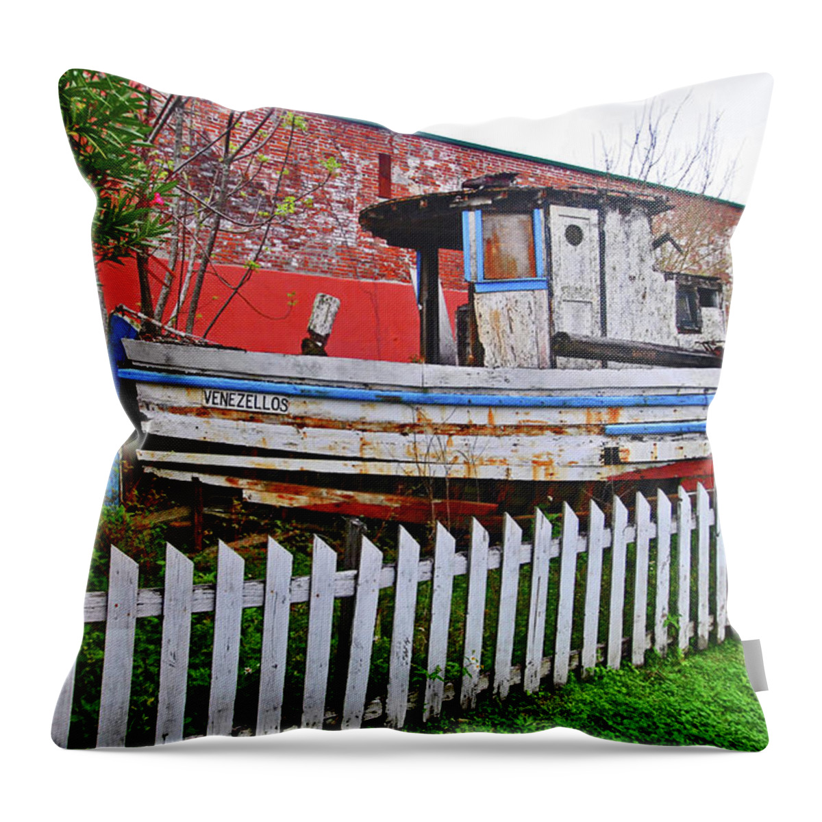 Apalachicola Throw Pillow featuring the photograph Redneck Dry Dock by George D Gordon III