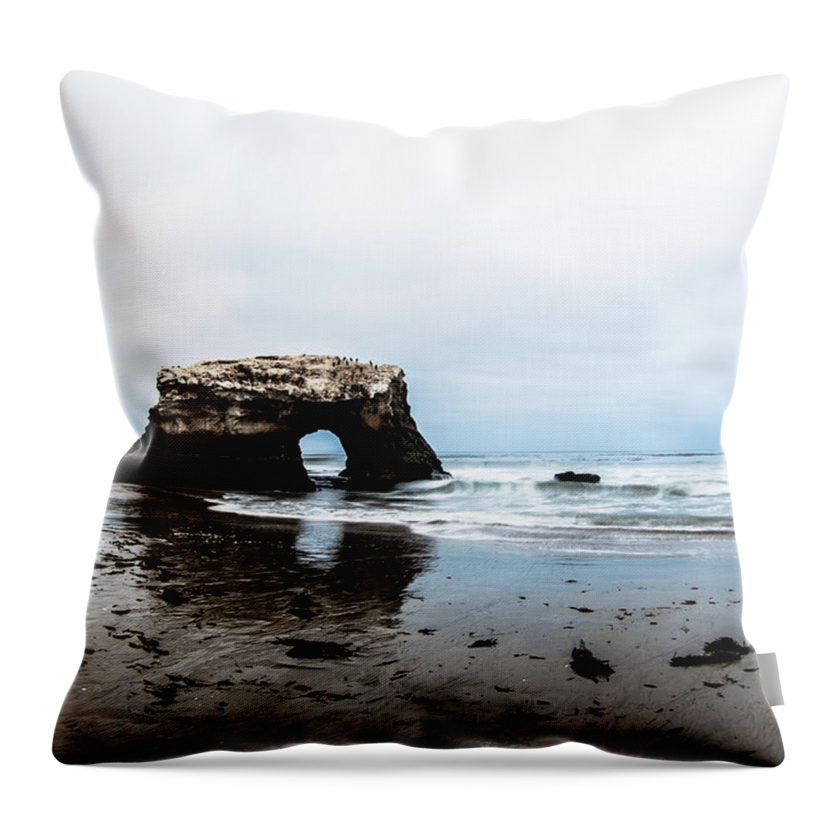 Beach Throw Pillow featuring the photograph Redo of Natural Bridges by Lora Lee Chapman