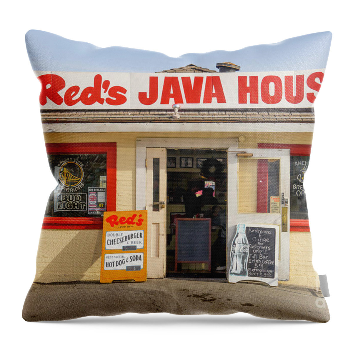 Wingsdomain Throw Pillow featuring the photograph Reds Java House At San Francisco Embarcadero DSC5759 by San Francisco