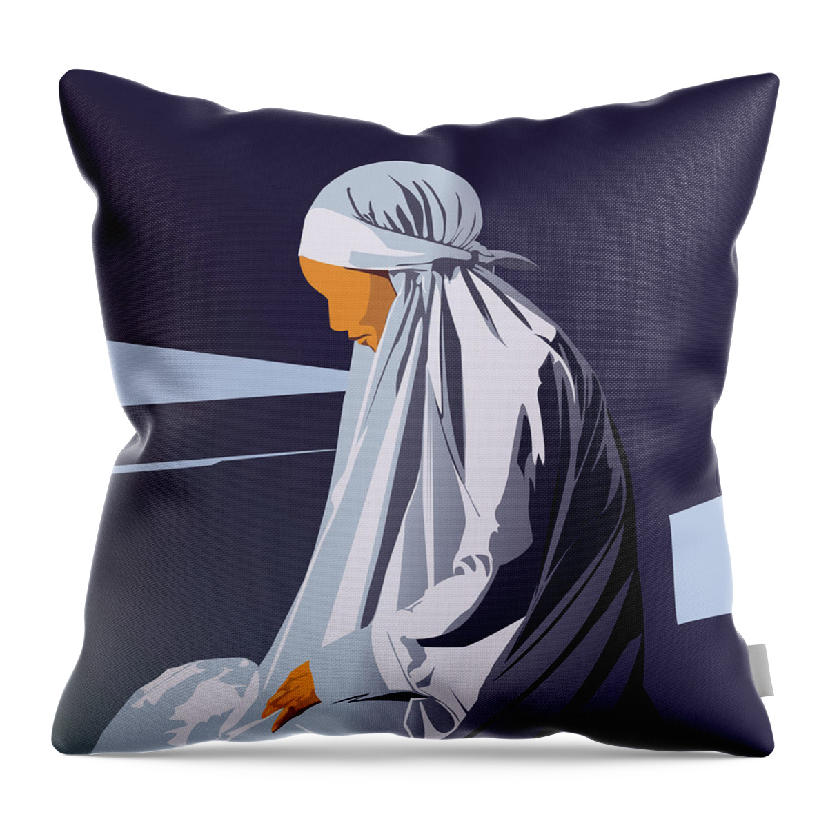 Muslim Throw Pillow featuring the digital art Reflection at Fajr by Scheme Of Things Graphics