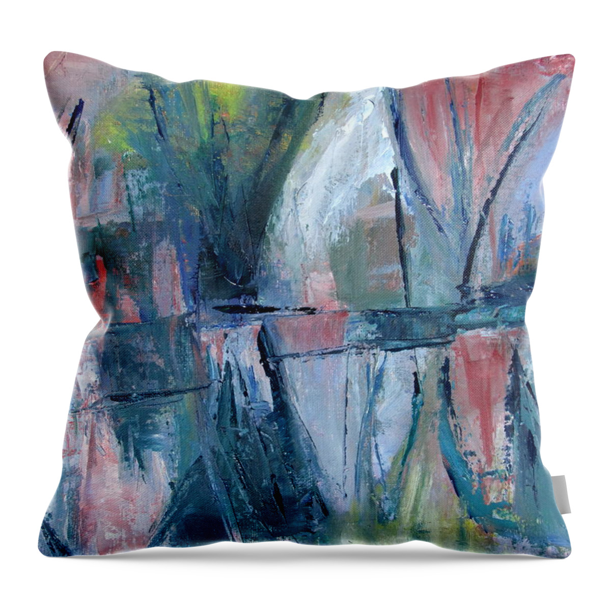 Abstract Painting Throw Pillow featuring the painting Reflections on Sails and Canvas by Betty Pieper
