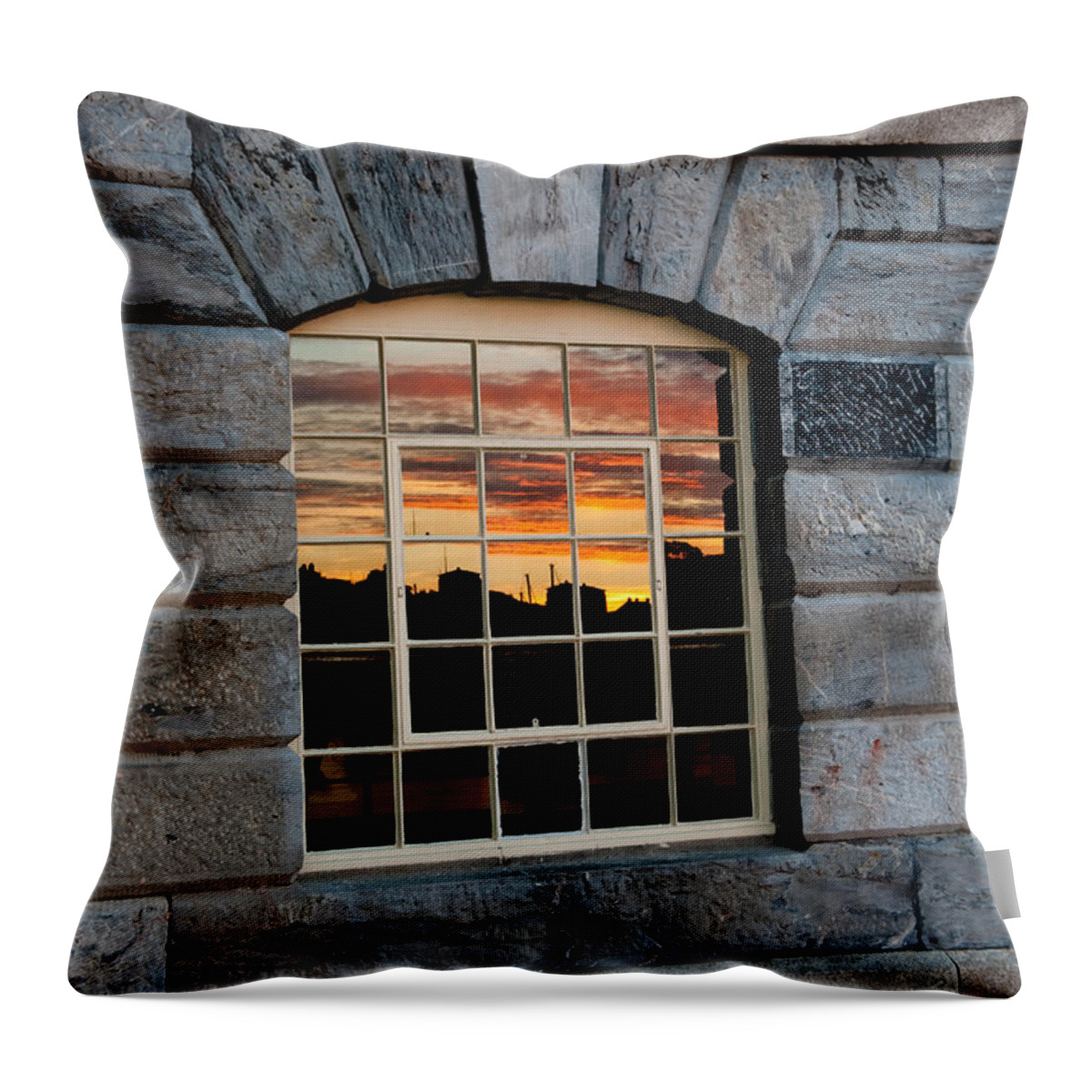 Royal William Yard Throw Pillow featuring the photograph Reflected Sunset Sky by Helen Jackson