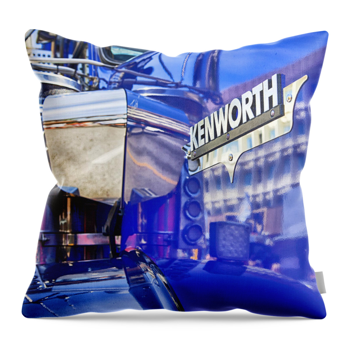 Kenworth Throw Pillow featuring the photograph Reflecting On A Kenworth by Theresa Tahara