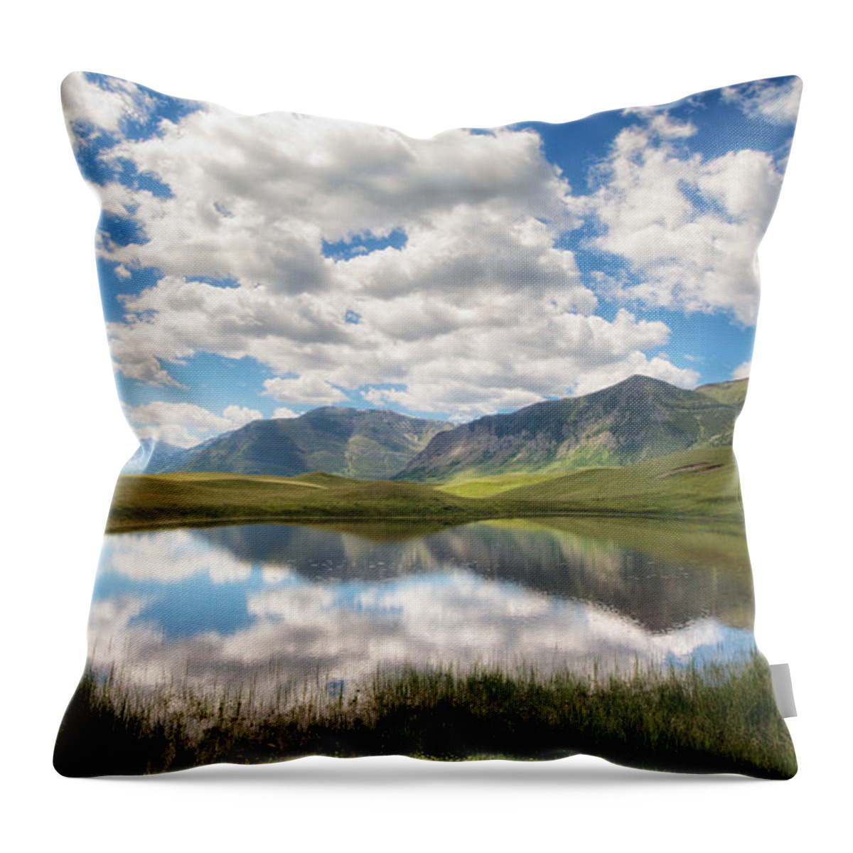 Waterton Lake National Park Throw Pillow featuring the photograph Reflecting on the Past by Allan Van Gasbeck