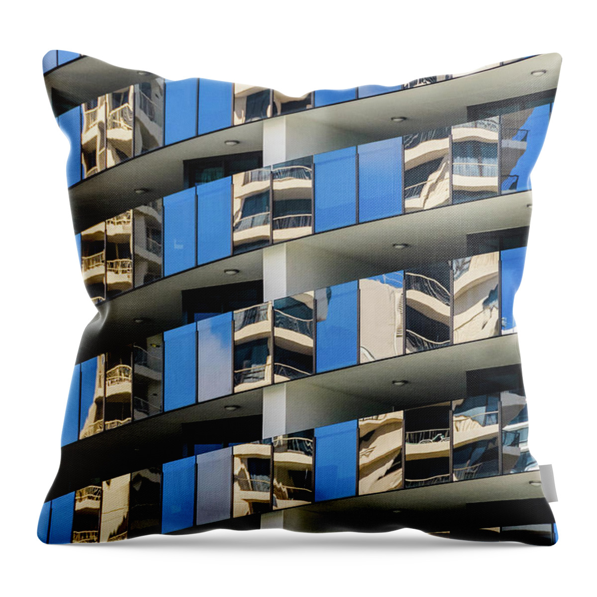 Building Throw Pillow featuring the photograph Reflecting Surfers 1 by Werner Padarin