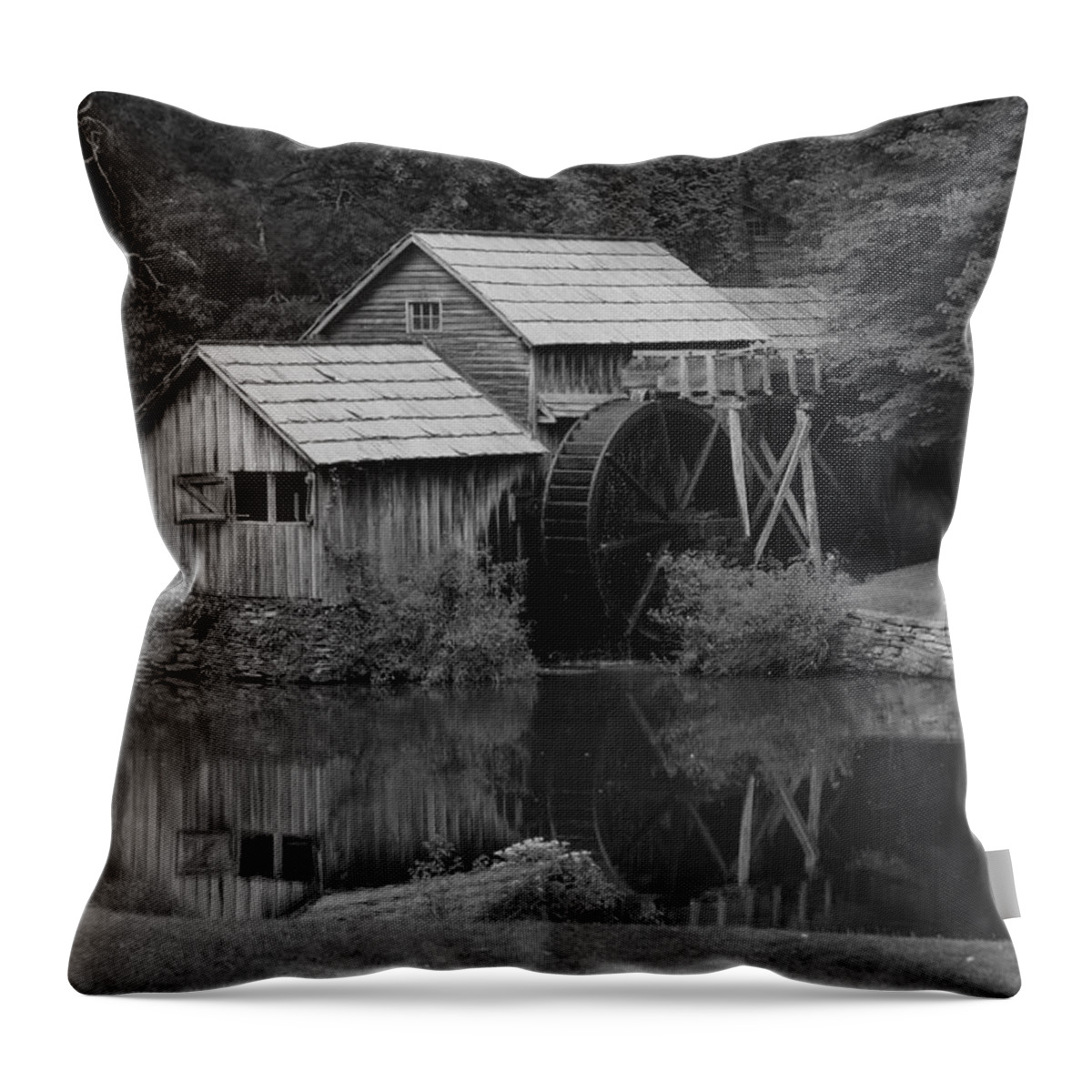 Mabry Mill Throw Pillow featuring the photograph Reflecting the Mill by Eric Liller