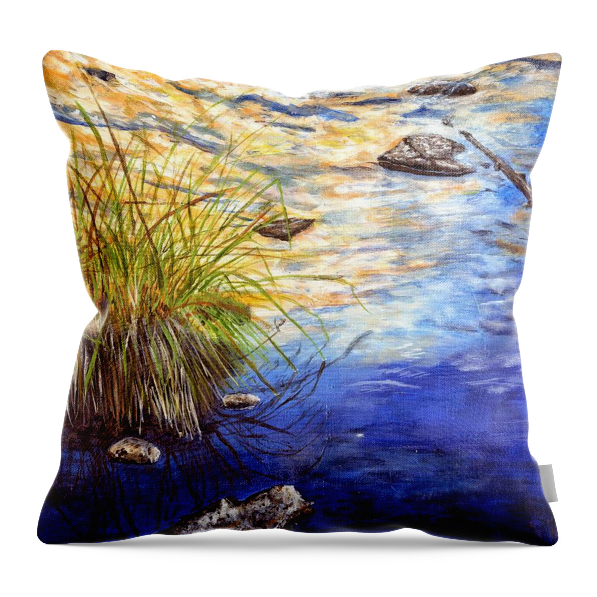 Acrylic Painting Throw Pillow featuring the painting Reflection of El Capitan Painting by Timothy Hacker