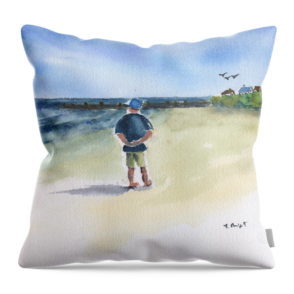 Reflection On A Sunny Day Throw Pillow featuring the painting Reflection On A Sunny Day by Frank Bright