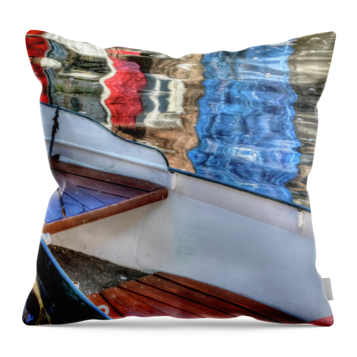 Amsterdam Throw Pillow featuring the photograph Reflections and Ripples by Nadia Sanowar