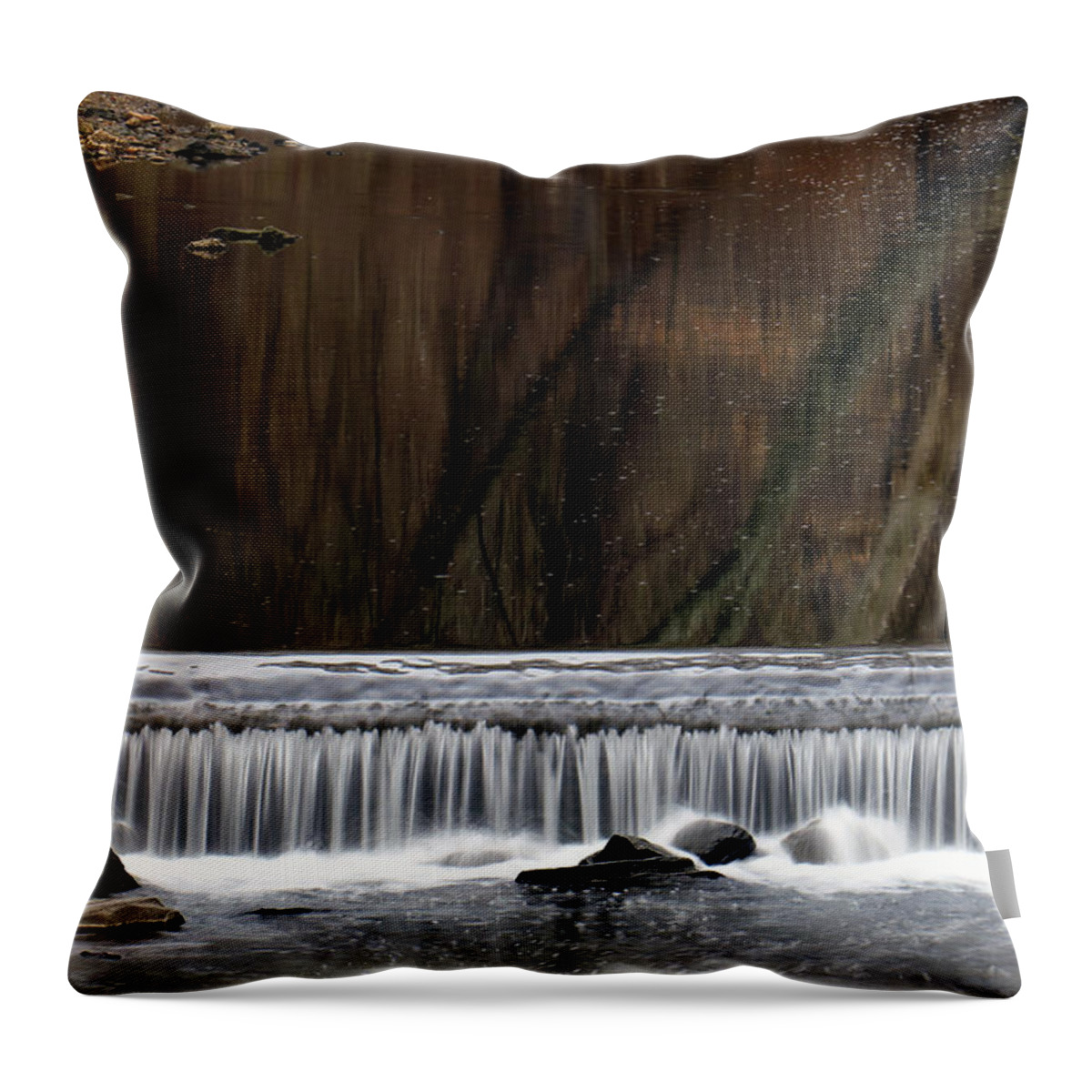 03.19.16_b C Throw Pillow featuring the photograph Reflections and water fall by Dorin Adrian Berbier