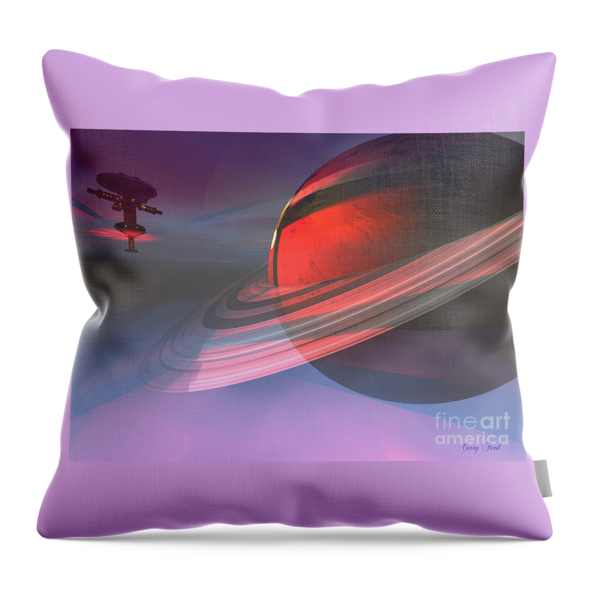 Space Art Throw Pillow featuring the painting Reflections by Corey Ford