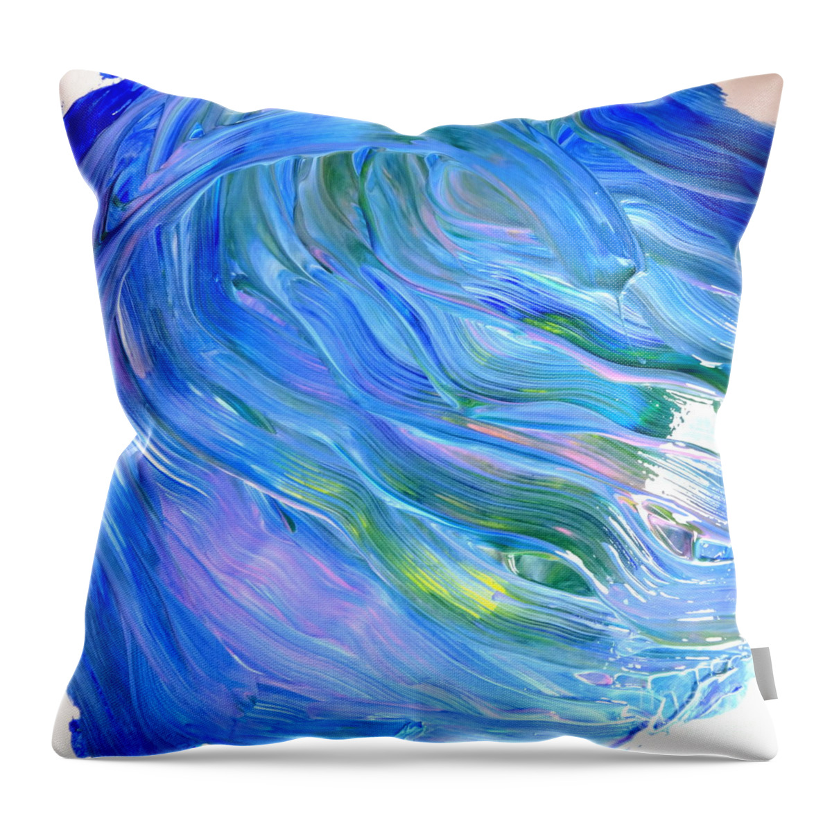 Blue Throw Pillow featuring the painting Ribbons by Fred Wilson