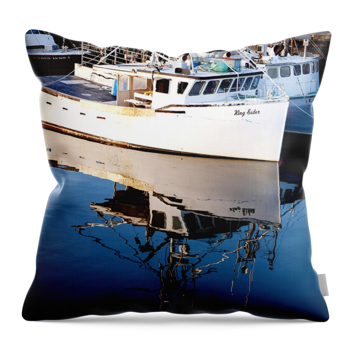 Boat Throw Pillow featuring the photograph Reflections by Greg Fortier