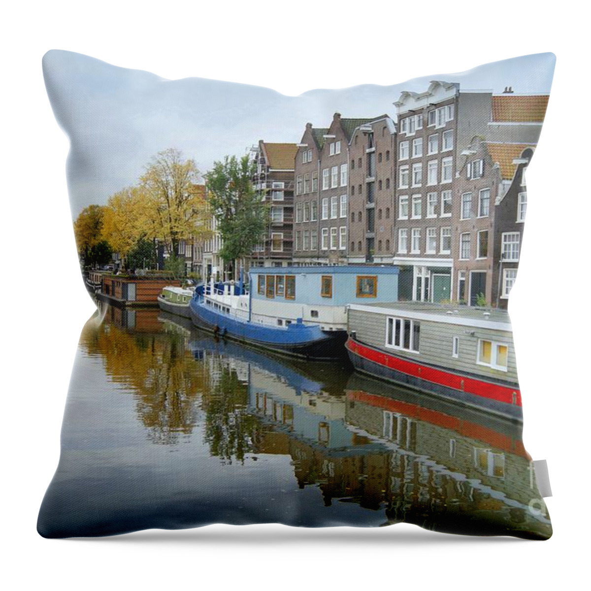 Amsterdam Throw Pillow featuring the photograph Reflections Of Amsterdam by David Birchall
