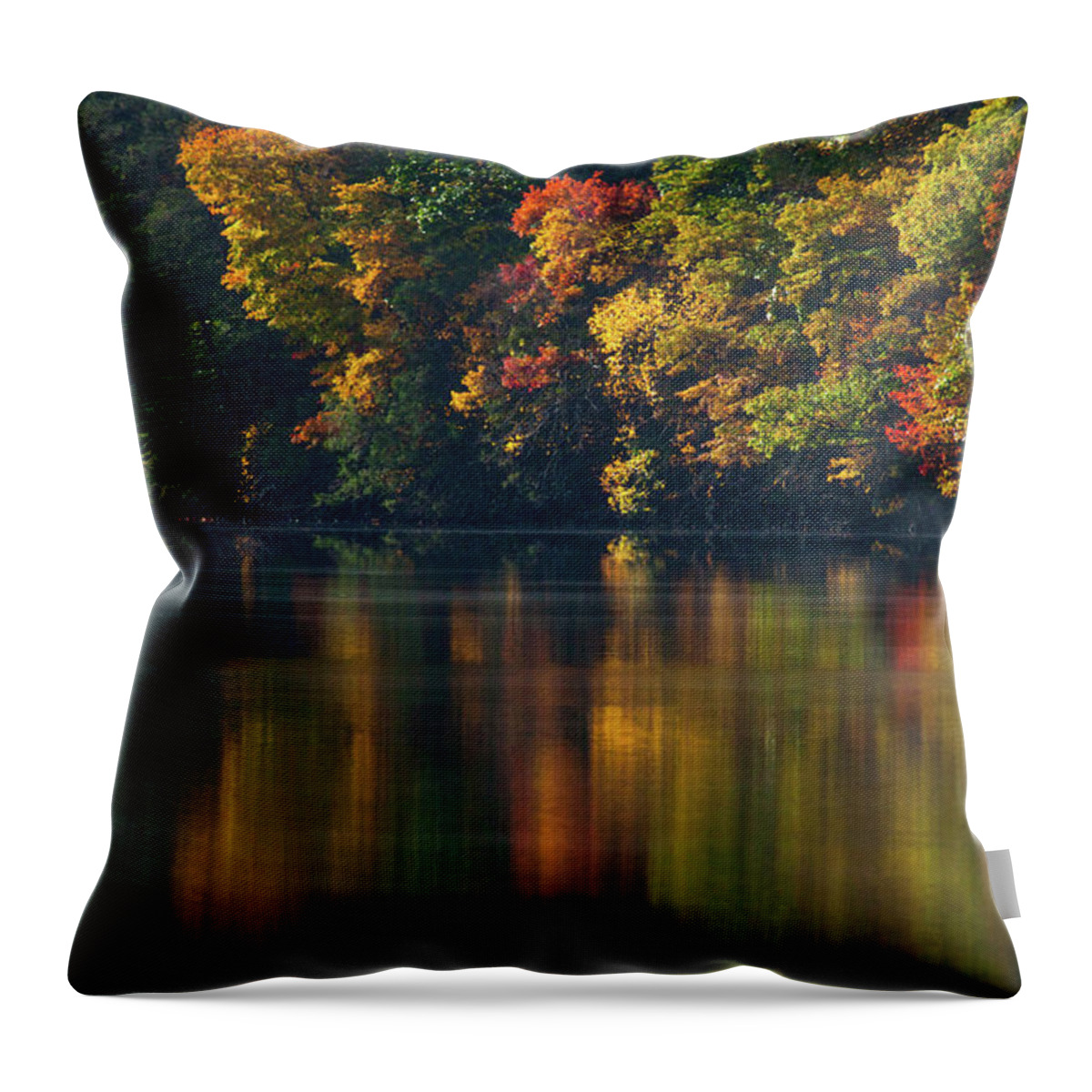 Falls Quiet Throw Pillow featuring the photograph Reflections of Colors by Karol Livote