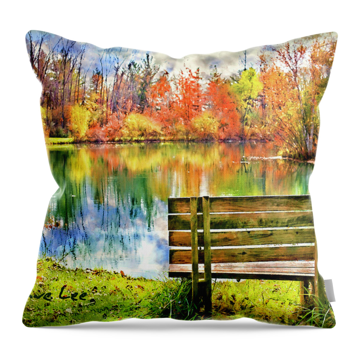Fall Throw Pillow featuring the mixed media Reflections of Fall by Dave Lee