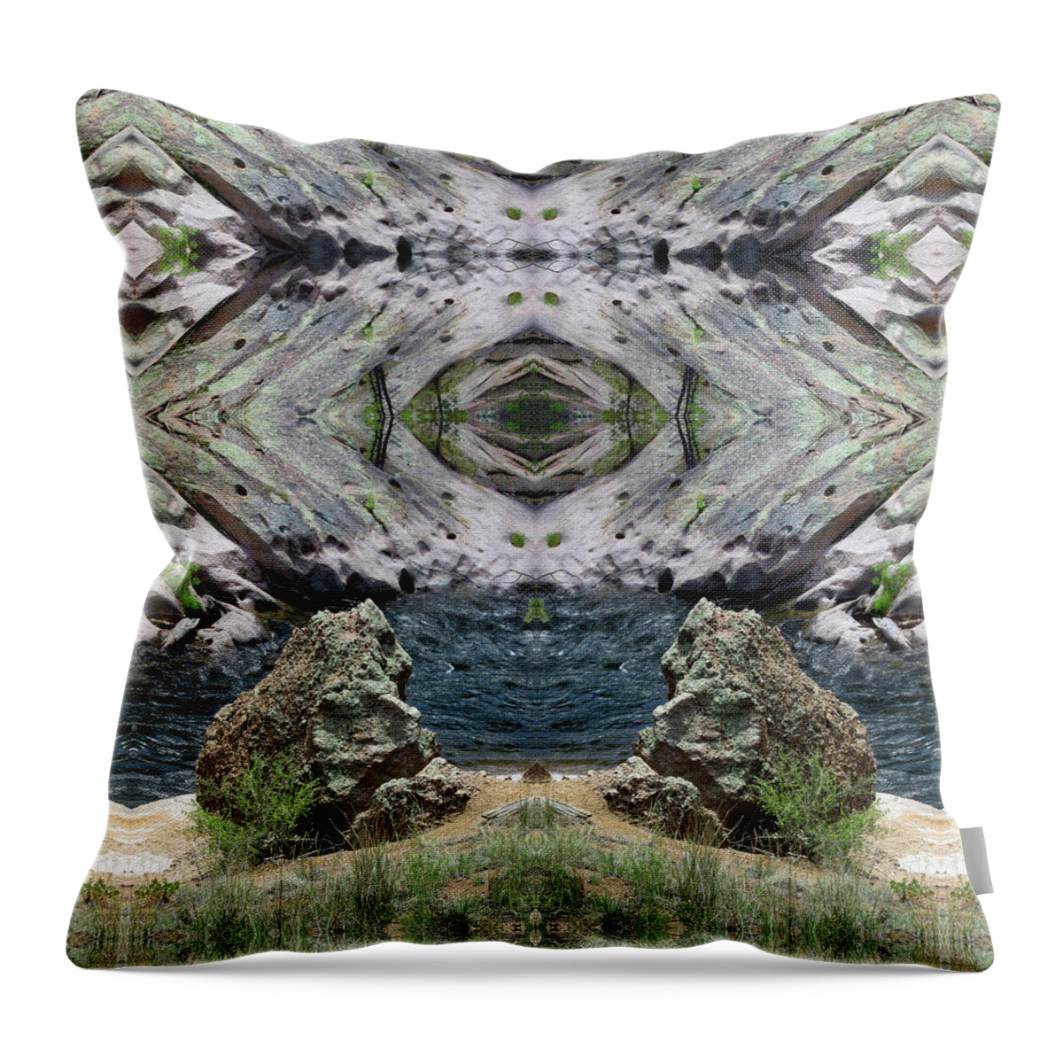 Surrealistic Throw Pillow featuring the digital art Reflections of Self Before Entering the Vortex by Julia L Wright