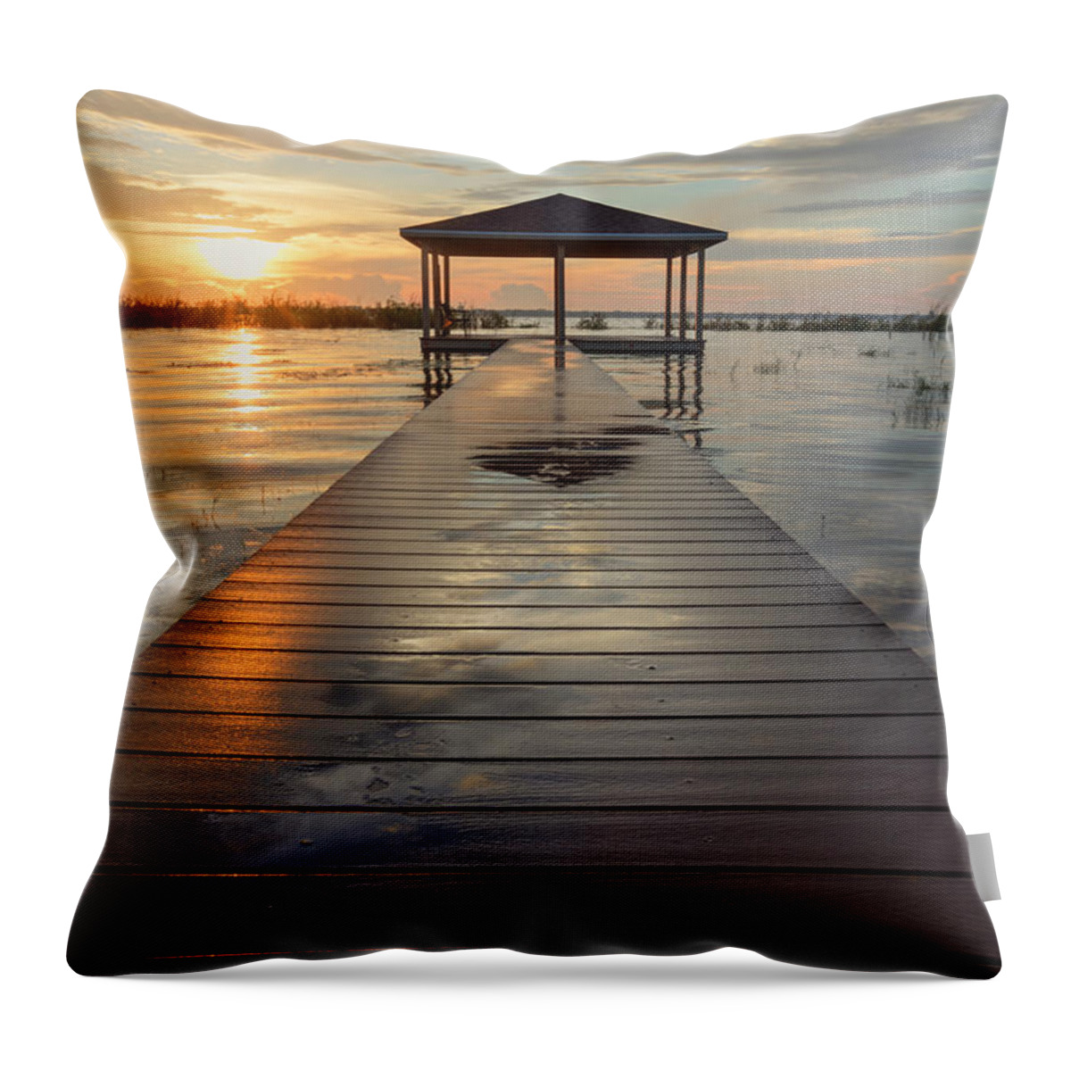 Clouds Throw Pillow featuring the photograph Reflections of the Morning by Debra and Dave Vanderlaan