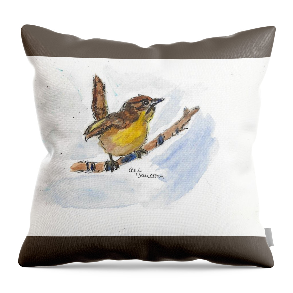 Bird Throw Pillow featuring the mixed media Reginald by Ali Baucom